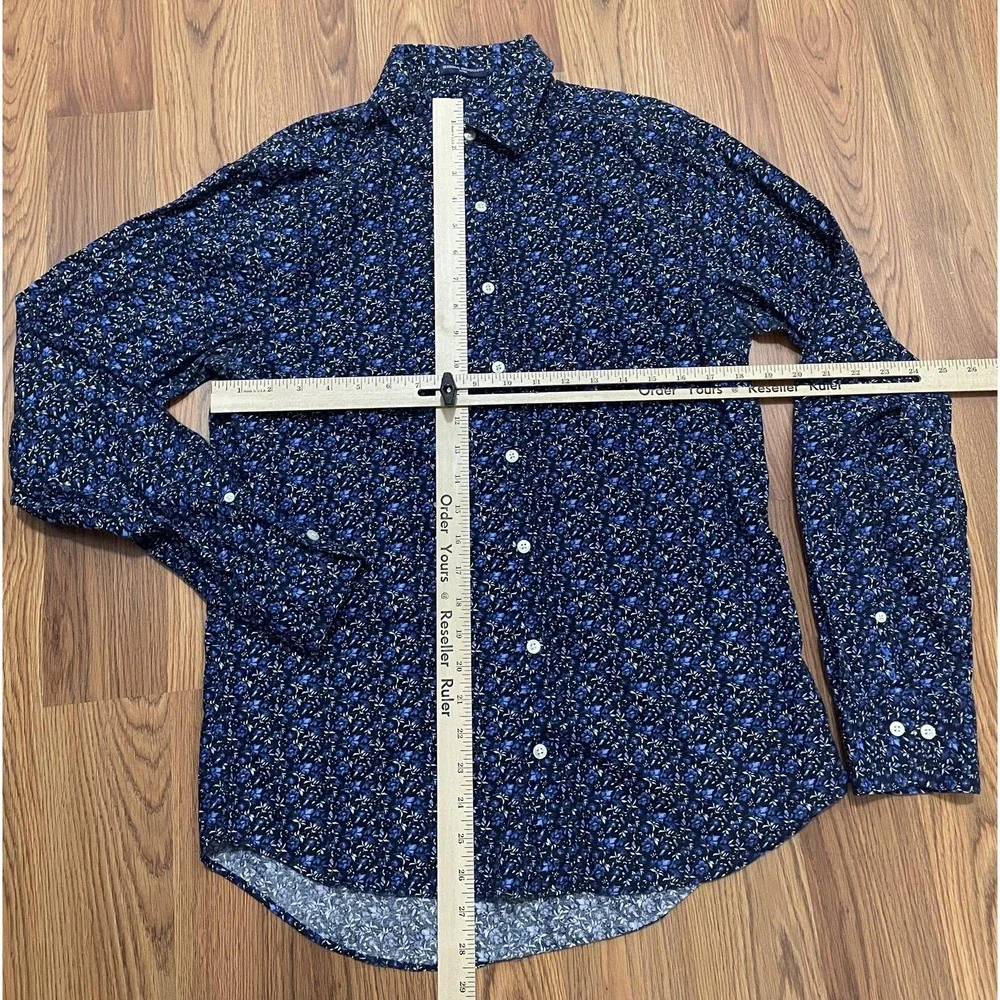 Gant Shirt Mens Medium Floral Slim Fit Broadcloth Long Sleeve Blue